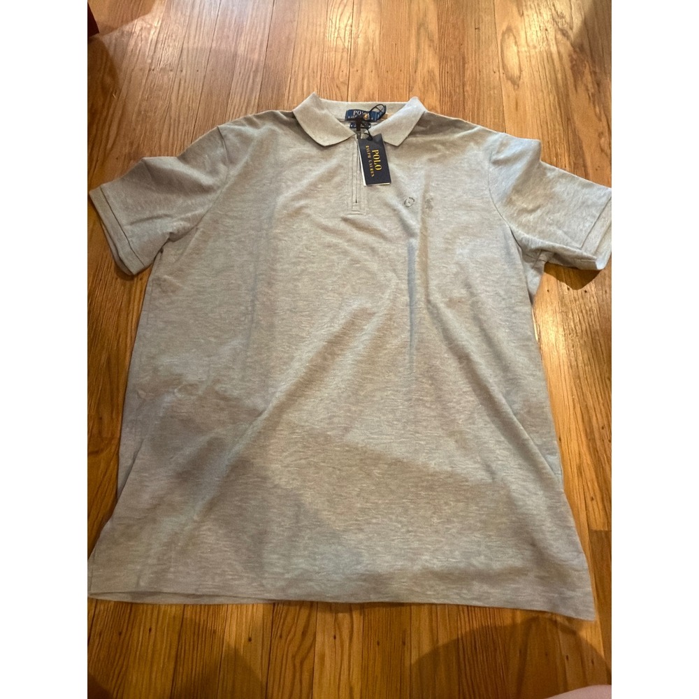 Polo Ralph Lauren Mens Classic Fit Stretch Mesh Quarter Zip Polo Shirt Grey L
